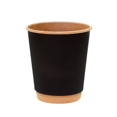  Стакан бумажный Двухслойный Чорный+Крафт 250  мл (15шт)