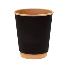  Стакан бумажный Двухслойный Чорный+Крафт 340 мл (15шт)