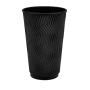 Стакан гофрований чорний DOBLE BLACK WAVE 450 мл, 20 шт