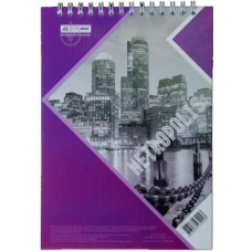 Блокнот на пружине сверху METROPOLIS, А-5, 48листов, клетка, картонная обложка